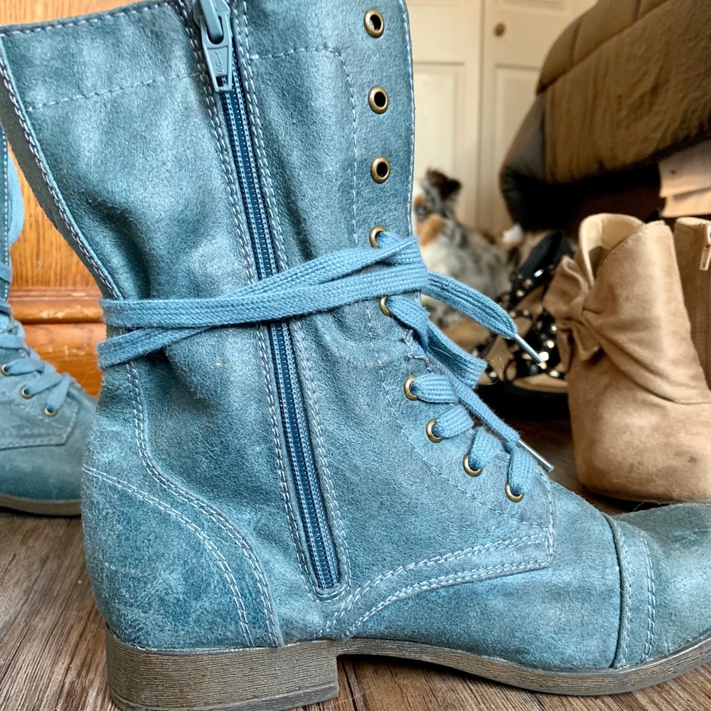 Blue Combat Boots